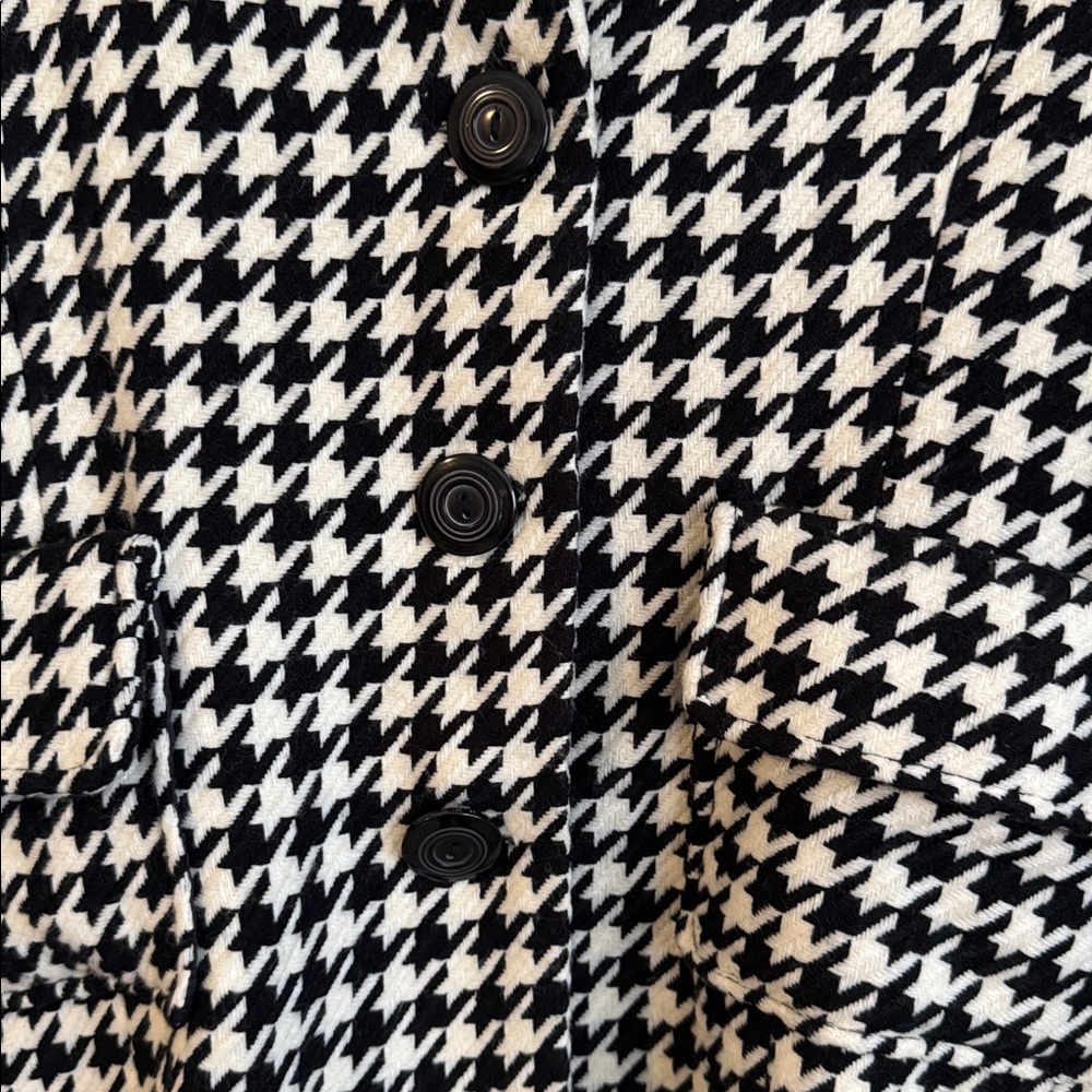 Last Kiss Black and White Houndstooth Pea Coat | SIZE L - Picture 4 of 9